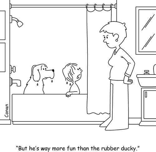"But he's way more fun than the rubber ducky."