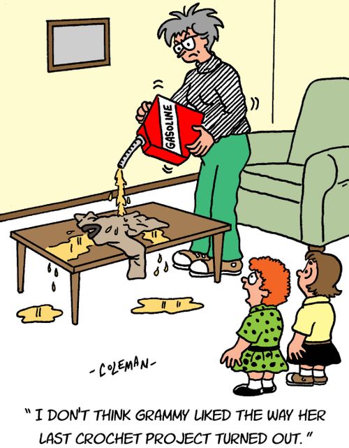"I don't think Grammy liked the way her last crochet project turned out."