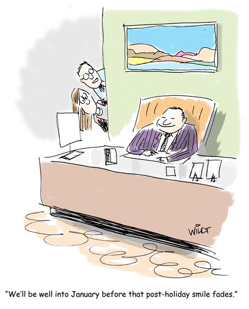 "We'll be well into January before that post-holiday smile fades."