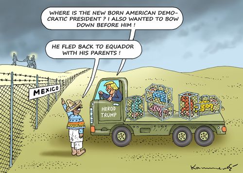 "Where is the new born American democratic president? I also wanted to bow down before him!"