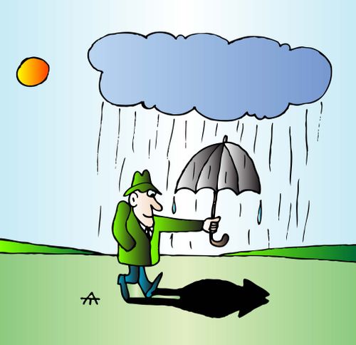 Man and rain