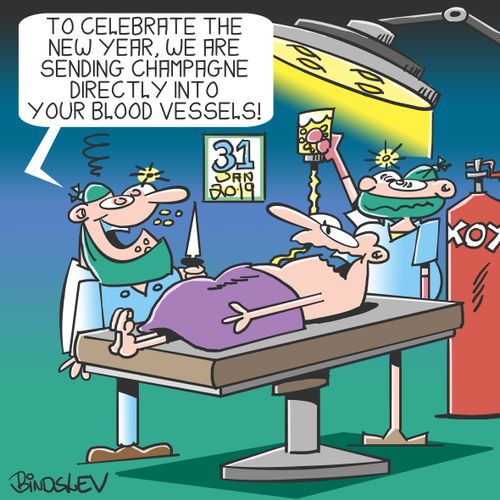 "To celebrate the new year, we are sending champagne directly into your blood vessels!"