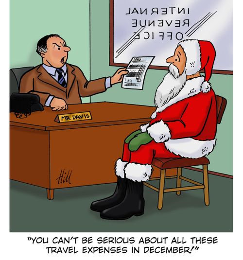"You can't be serious about all these travel expenses in December!"