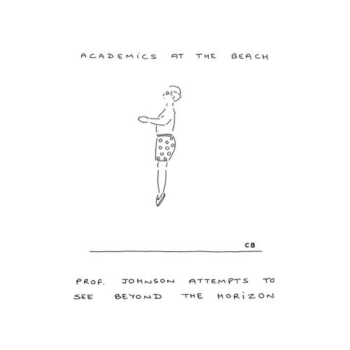 Academics at the Beach: Prof. Johnson attempts to see beyond the horizon.