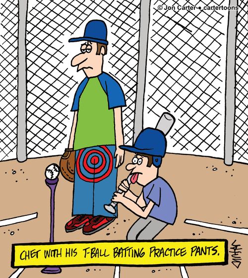 Chet with his T-ball batting practice pants.