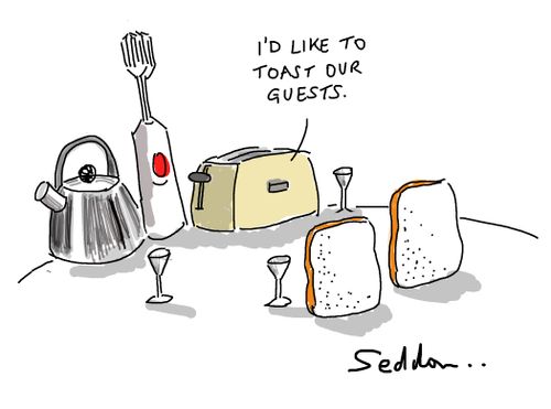 "I'd like to toast our guests."