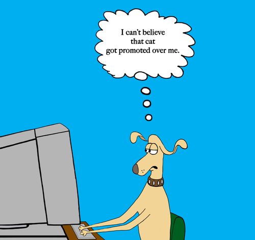 "I can't believe that cat got promoted over me."