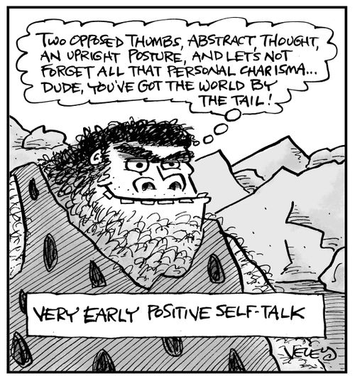 Very early positive self-talk.