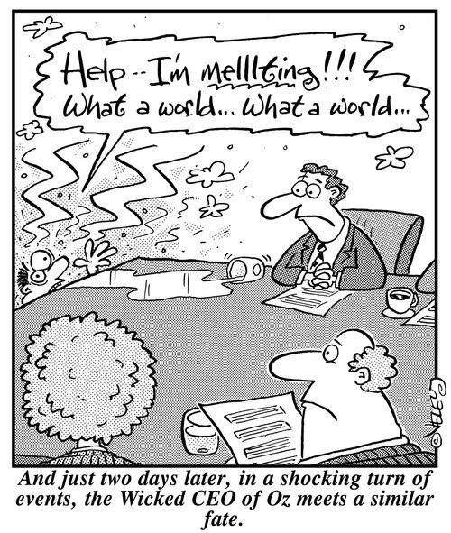 And just two days later, in a shocking turn of events, the Wicked CEO of Oz meets a similar fate.