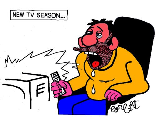 New TV Season...Dopey man watching new TV shows