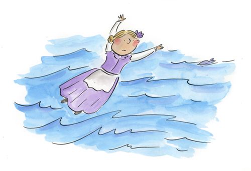 Senta jumps into the sea