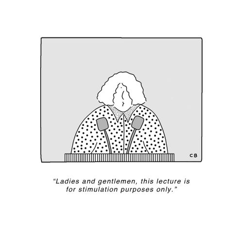 "Ladies and gentlemen, this lecture is for stimulation purposes only."