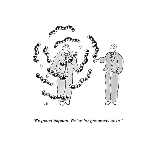 "Enigmas happen. Relax for goodness sake."