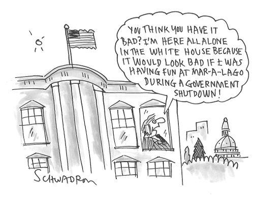 "You think you have it bad? I'm here all alone in the White House. . ."