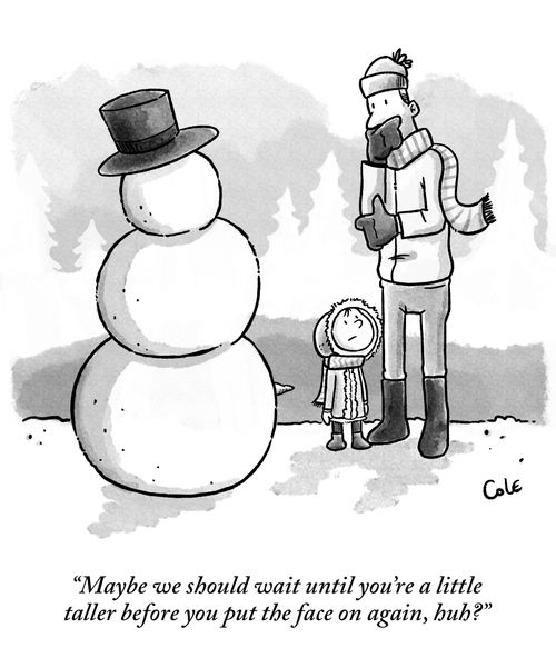 "Maybe we should wait until you're a little taller before you put the face on again, huh?"