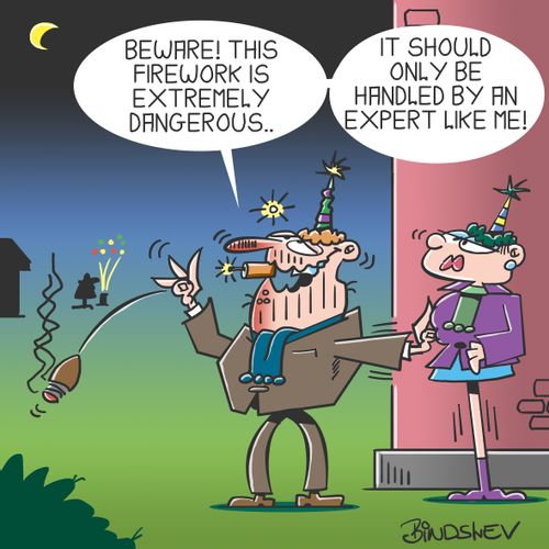 "Beware! This firework is extremely dangerous...It should only be handled by an expert like me!"