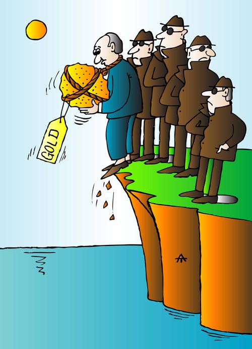 Man drowned by gold.