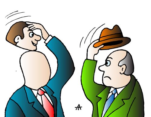 Man takes his face off instead of his hat.
