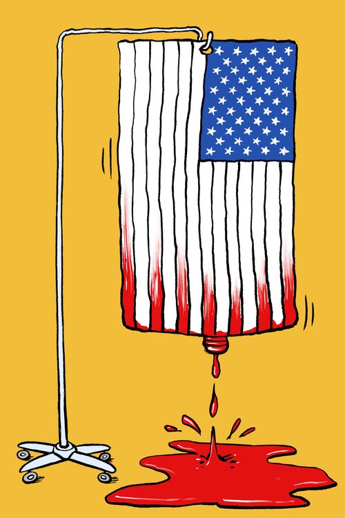 Stars and Stripes bleeding out