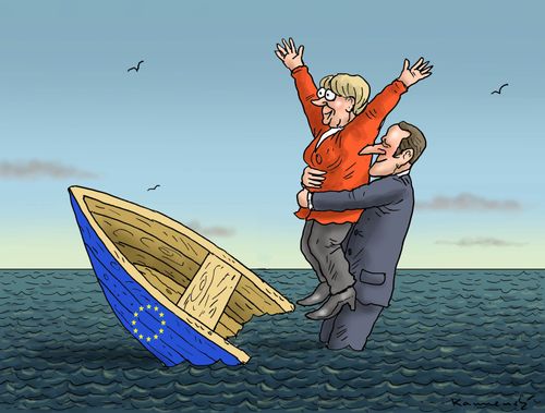 Emmanuel Macron and Angela Merkel.