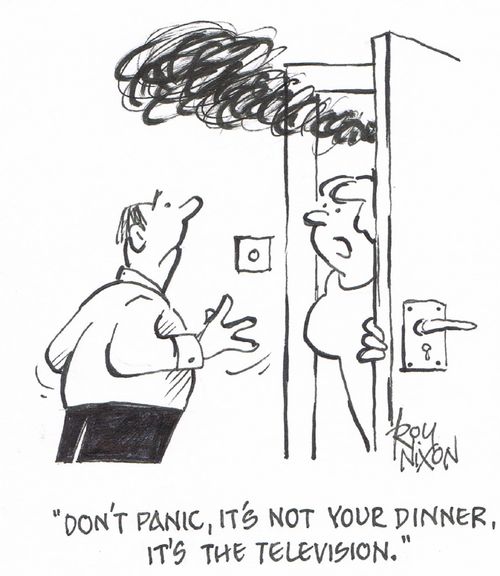 "Don't panic, it's not your dinner, it's the television." 