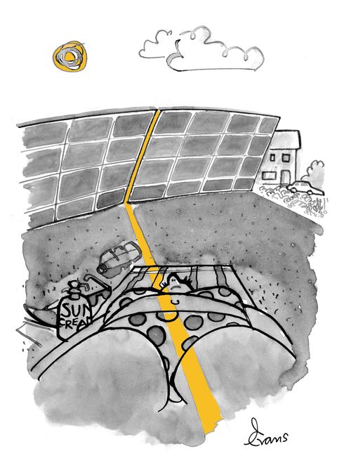 A gap between the solar panels
