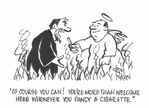"Of course you can! You're more than welcome here whenever you fancy a cigarette."