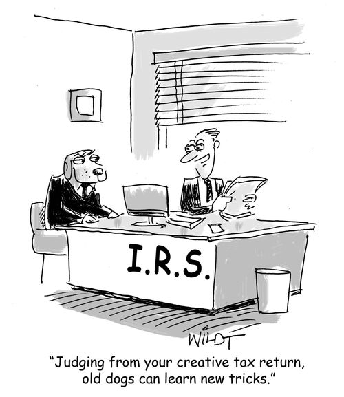 "Judging from your creative tax return, old dogs can learn new tricks."