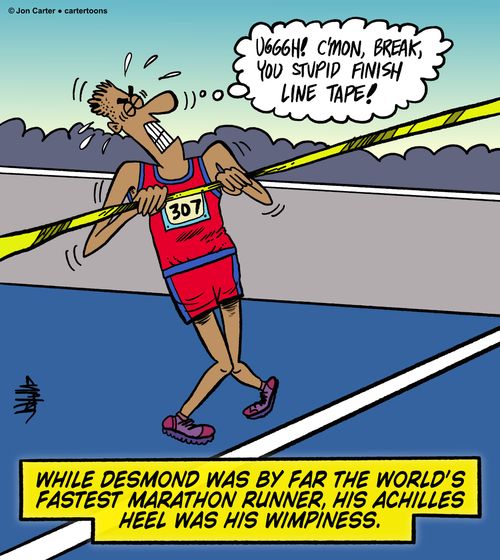 While Desmond was by far the world's fastest marathon runner, his Achilles heel was his wimpiness.
