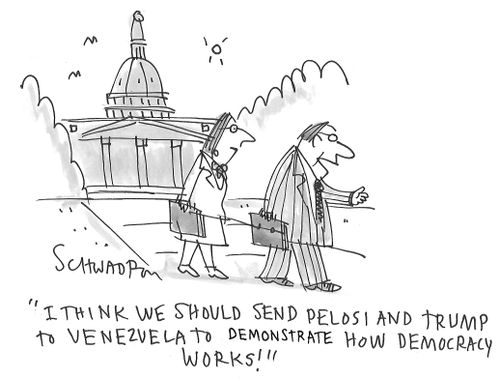 "I think we should send Pelosi and Trump to Venezuela to demonstrate how democracy works!"