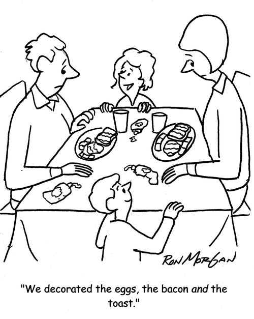 "We decorated the eggs, the bacon and the toast."