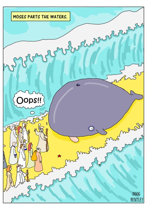 Moses parts the waters and strands a whale