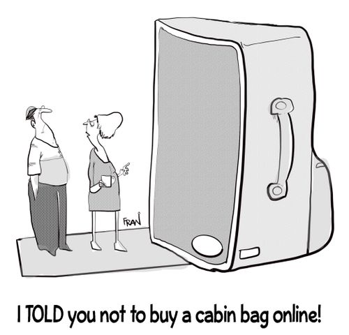 "I TOLD you not to buy a cabin bag online!"