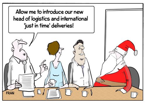 "Allow me to introduce our new head of logistics and international 'just in time' deliveries!"