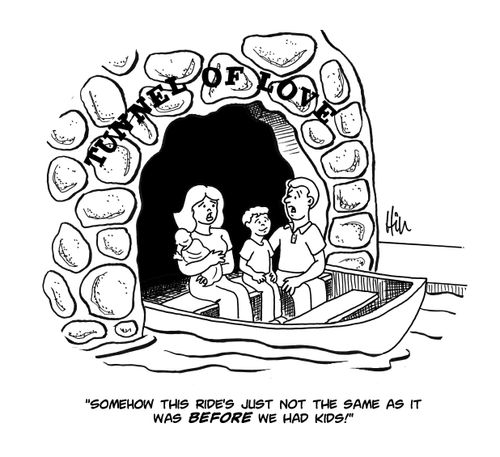 "Somehow this ride's just not the same as it was before we had kids!"