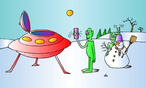 UFO and snowman