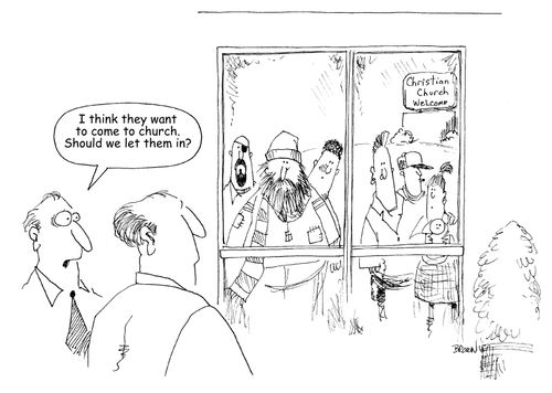 "I think they want to come to church. Should we let them in?"