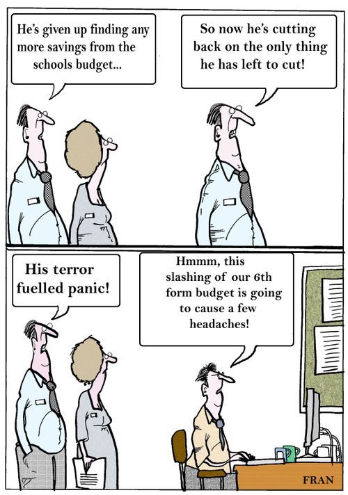 "He's given up finding any more savings from the schools budget. . ."