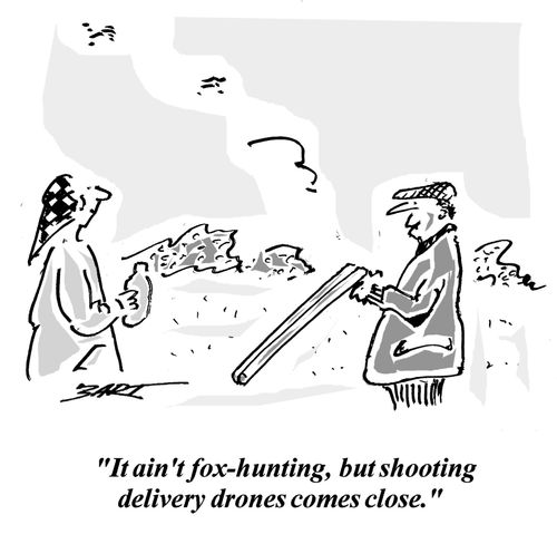 "It ain't fox-hunting, but shooting delivery drones comes close."
