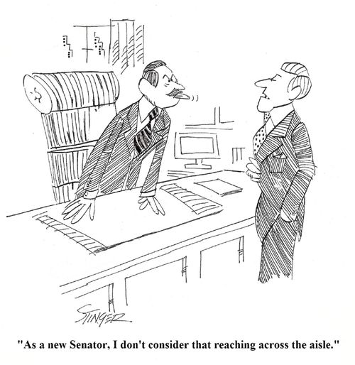 "As a news Senator, I don't consider that reaching across the aisle."