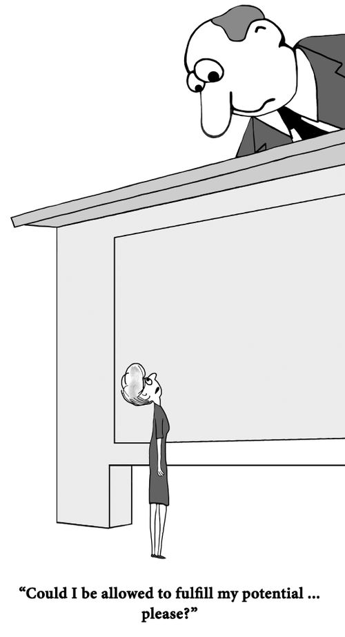 Woman is held back in her career by a male boss