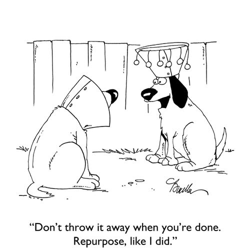 "Don't throw it away when you're done. Repurpose, like I did."