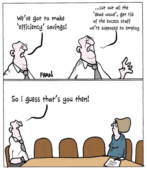 "We've got to make 'efficiency' savings!"