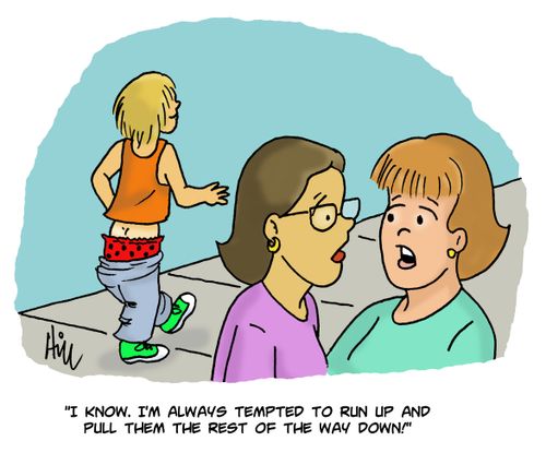 "I know. I'm always tempted to run up and pull them the rest of the way down!"