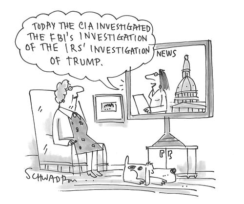 "Today the CIA investigated the FBI's investigation of the IRS' investigation of Trump."
