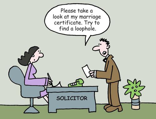 "Please take a look at my marriage certificate. Try to find a loophole."