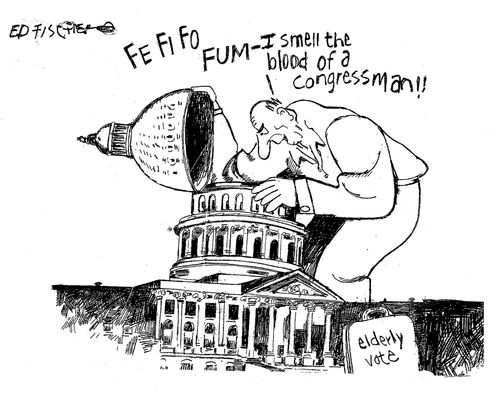 "Fe fi fo fum - I smell the blood of a congressman!"