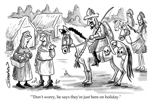 "Don't worry, he says they're just here on holiday."