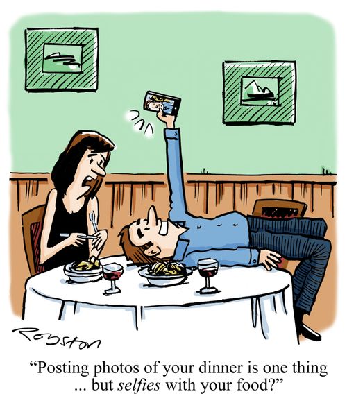 "Posting photos of your dinner is one thing ... but selfies with your food?"
