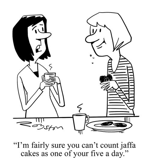 "I'm fairly sure you can't count jaffa cakes as one of your five a day."